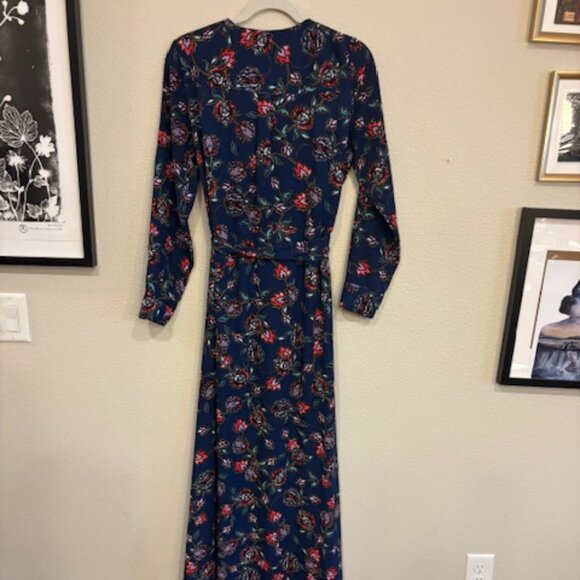 Express Navy Patterned button up Maxi dress - Sz S - Picture 3 of 4